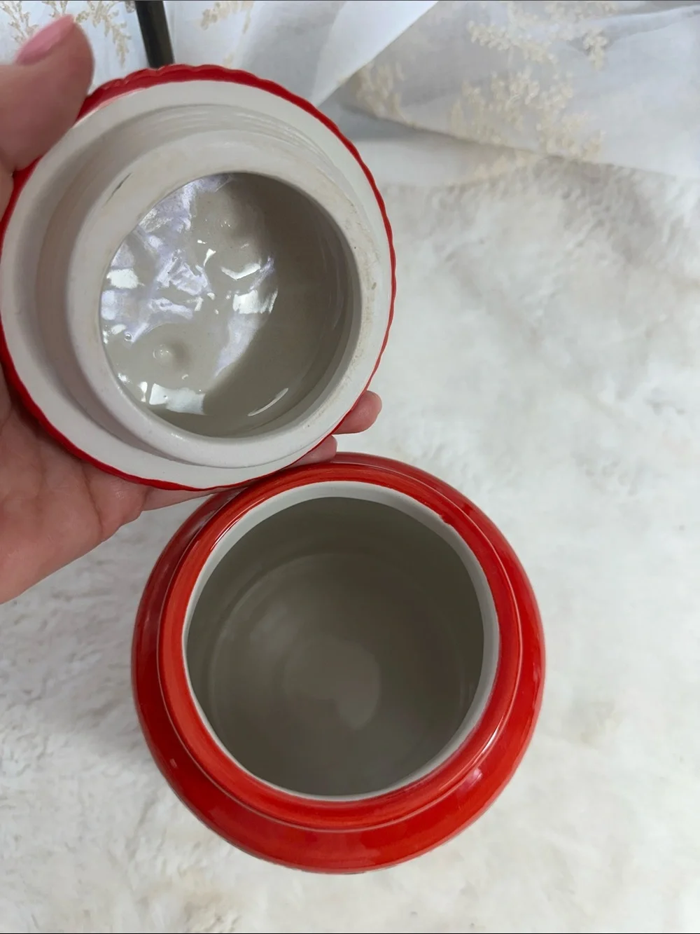 Strawberry floral ceramic canister with lid